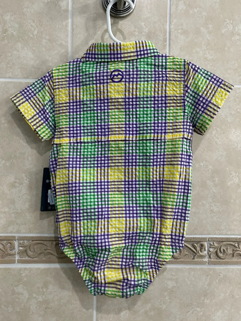 Magellan NWT MardiGras Seersucker Gingham Onesie Fishing